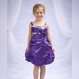 Girls purple formal pageant party dress